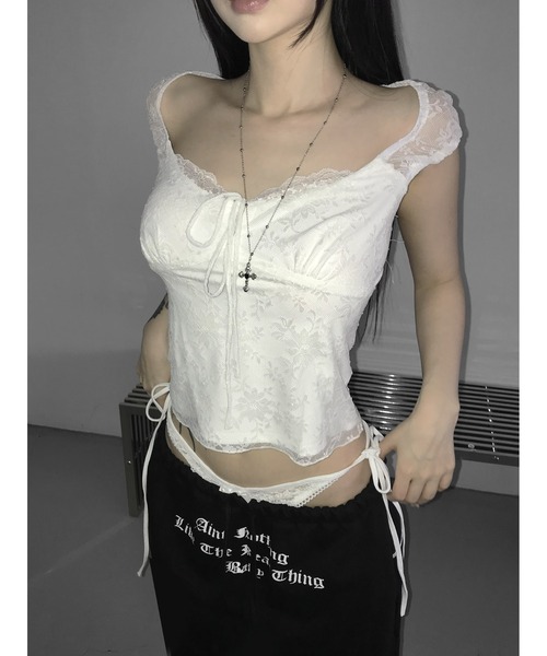 THEAIRTOWN(ジエアタウン)の「sagging lace wide pt(スウェットパンツ・レディース・ホワイト/ダークグレー/ブラック・FREE)」の13枚目の写真