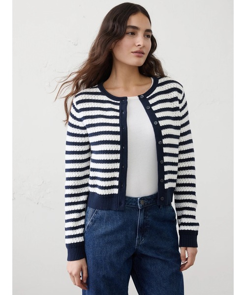 BANANA REPUBLIC FACTORY STORE(バナナリパブリック ファクトリーストア)の「BANANA REPUBLIC FACTORY STORE コットン クロシェ カーディガン(ニット/セーター・レディース・ホワイト×ブルー/ネイビー・L/M/S/XS)」の2枚目の写真