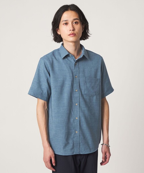 A DAY IN THE LIFE UNITED ARROWS(アデイインザライフユナイテッドアローズ)の「リネンライク スラブドビー ジャスト レギュラーカラーシャツ-吸水速乾-<A DAY IN THE LIFE>(シャツ/ブラウス・メンズ・オリーブ/ターコイズブルー系/ホワイト/ネイビー・XL/M/S/L)」の4枚目の写真