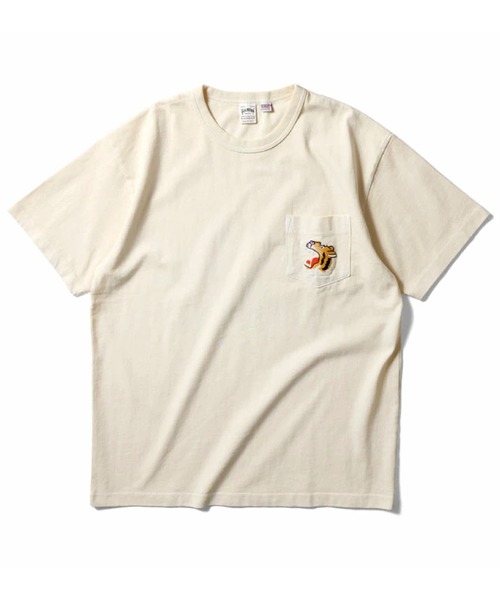HOUSTON(ヒューストン)の「HOUSTON ヒューストン PIGMENT U.S. COTTON TIGER PRINT TEE ピグメント USコットン タイガープリント 半袖Tシャツ(Tシャツ/カットソー・メンズ・ブラック/オレンジ/オリーブドラブ/ナチュラル・M/XL/L)」の6枚目の写真