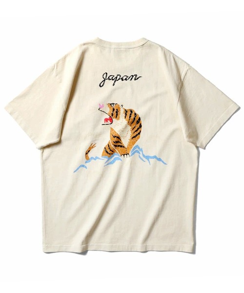 HOUSTON(ヒューストン)の「HOUSTON ヒューストン PIGMENT U.S. COTTON TIGER PRINT TEE ピグメント USコットン タイガープリント 半袖Tシャツ(Tシャツ/カットソー・メンズ・ブラック/オレンジ/オリーブドラブ/ナチュラル・M/XL/L)」の7枚目の写真