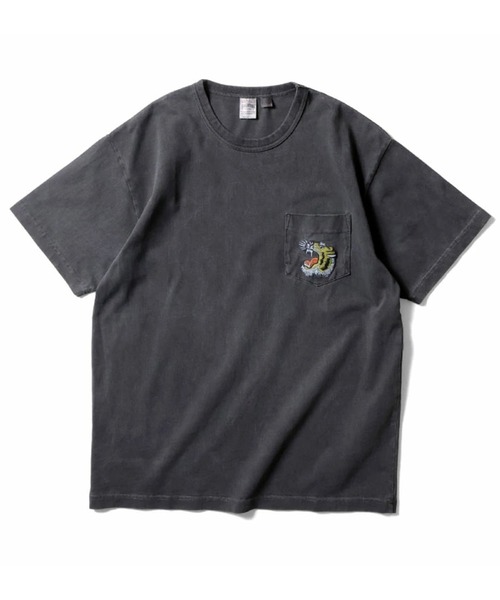 HOUSTON(ヒューストン)の「HOUSTON ヒューストン PIGMENT U.S. COTTON TIGER PRINT TEE ピグメント USコットン タイガープリント 半袖Tシャツ(Tシャツ/カットソー・メンズ・ブラック/オレンジ/オリーブドラブ/ナチュラル・M/XL/L)」の8枚目の写真