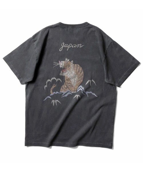 HOUSTON(ヒューストン)の「HOUSTON ヒューストン PIGMENT U.S. COTTON TIGER PRINT TEE ピグメント USコットン タイガープリント 半袖Tシャツ(Tシャツ/カットソー・メンズ・ブラック/オレンジ/オリーブドラブ/ナチュラル・M/XL/L)」の9枚目の写真