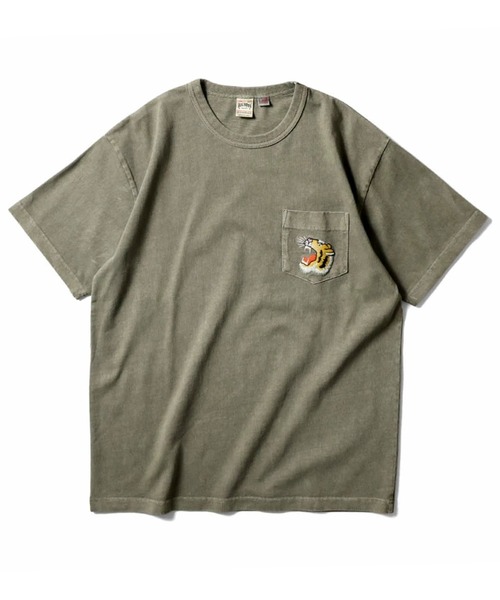 HOUSTON(ヒューストン)の「HOUSTON ヒューストン PIGMENT U.S. COTTON TIGER PRINT TEE ピグメント USコットン タイガープリント 半袖Tシャツ(Tシャツ/カットソー・メンズ・ブラック/オレンジ/オリーブドラブ/ナチュラル・M/XL/L)」の10枚目の写真
