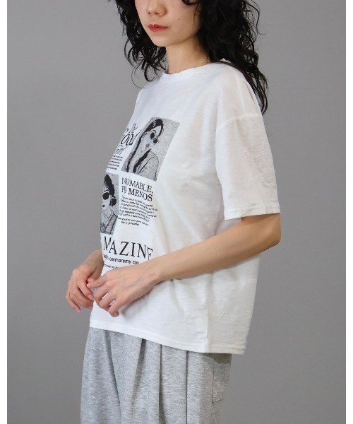 Doumoi(ドゥモエ)の「星柄ダメージ加工 フォトプリント Tシャツ(Tシャツ/カットソー・レディース・B/C/A・FREE)」の16枚目の写真