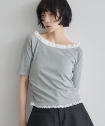 kivi | 裾レースリブトップス(Tシャツ/カットソー)