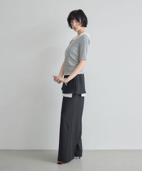 kivi(キヴィ)の「裾レースリブトップス(Tシャツ/カットソー・レディース・ライトグレー/レッド/ブラック・FREE)」の15枚目の写真
