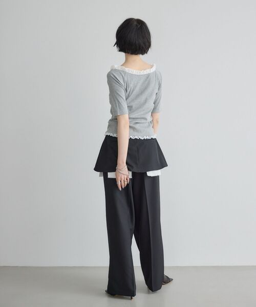 kivi(キヴィ)の「裾レースリブトップス(Tシャツ/カットソー・レディース・ライトグレー/レッド/ブラック・FREE)」の17枚目の写真
