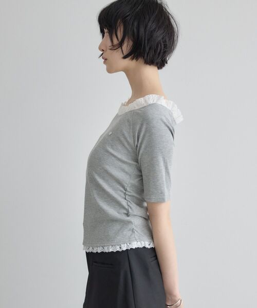 kivi(キヴィ)の「裾レースリブトップス(Tシャツ/カットソー・レディース・ライトグレー/レッド/ブラック・FREE)」の19枚目の写真