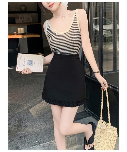 LUCPY(ラクピー)の「フリルヘムミニスカート(スカート・レディース・ブラック/ピンク/グレー・LARGE/MEDIUM/X-LARGE/SMALL)」の9枚目の写真