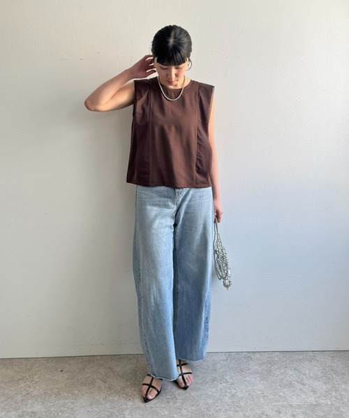 LHELBIE(レルビエ)の「ノースリブラウス(Tシャツ/カットソー・レディース・オフホワイト/ブラウン/ブラック・M)」の19枚目の写真