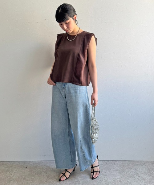 LHELBIE(レルビエ)の「ノースリブラウス(Tシャツ/カットソー・レディース・オフホワイト/ブラウン/ブラック・M)」の20枚目の写真