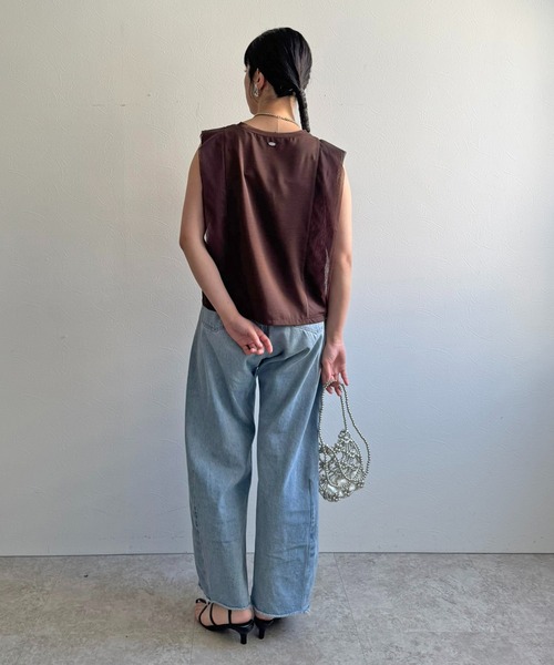 LHELBIE(レルビエ)の「ノースリブラウス(Tシャツ/カットソー・レディース・オフホワイト/ブラウン/ブラック・M)」の21枚目の写真