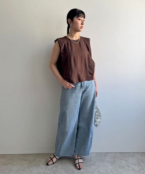 LHELBIE(レルビエ)の「ノースリブラウス(Tシャツ/カットソー・レディース・オフホワイト/ブラウン/ブラック・M)」の22枚目の写真