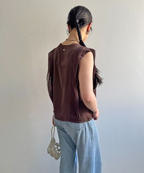LHELBIE(レルビエ)の「ノースリブラウス(Tシャツ/カットソー・レディース・オフホワイト/ブラウン/ブラック・M)」の8枚目の写真