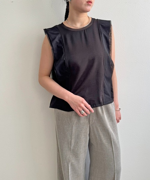 LHELBIE(レルビエ)の「ノースリブラウス(Tシャツ/カットソー・レディース・オフホワイト/ブラウン/ブラック・M)」の9枚目の写真
