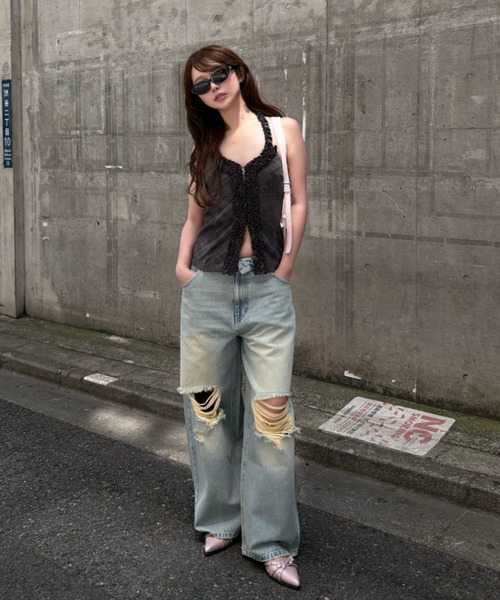 RAY CASSIN(レイカズン)の「【ドット / チェック】ホルターネックフリルホックトップス(Tシャツ/カットソー・レディース・ブラック系その他2/ライトベージュ/ホワイト系その他2/チャコールグレー・FREE)」の11枚目の写真