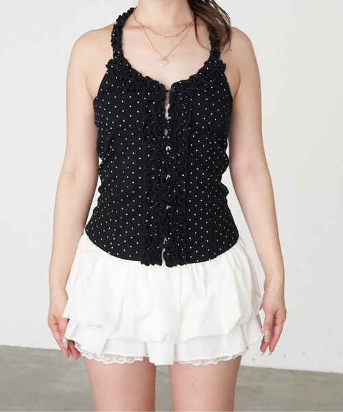 RAY CASSIN(レイカズン)の「【ドット / チェック】ホルターネックフリルホックトップス(Tシャツ/カットソー・レディース・ブラック系その他2/ライトベージュ/ホワイト系その他2/チャコールグレー・FREE)」の22枚目の写真