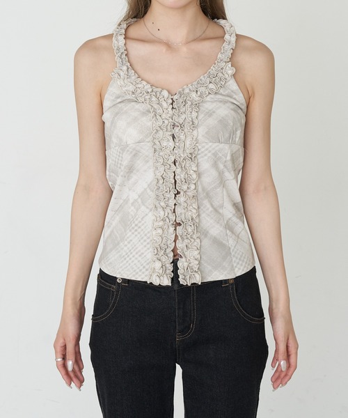 RAY CASSIN(レイカズン)の「【ドット / チェック】ホルターネックフリルホックトップス(Tシャツ/カットソー・レディース・ブラック系その他2/ライトベージュ/ホワイト系その他2/チャコールグレー・FREE)」の20枚目の写真
