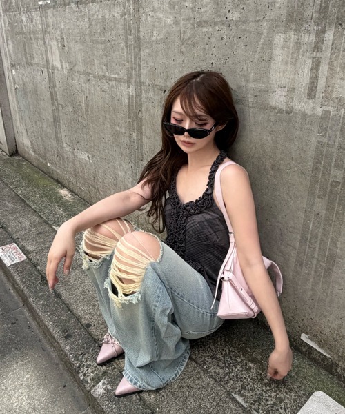 RAY CASSIN(レイカズン)の「【ドット / チェック】ホルターネックフリルホックトップス(Tシャツ/カットソー・レディース・ブラック系その他2/ライトベージュ/ホワイト系その他2/チャコールグレー・FREE)」の13枚目の写真