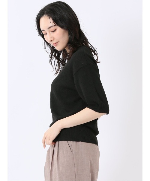 m.f.editorial（エムエフエディトリアル）の「【ストレッチ ハンドウォッシャブル】m.f.エディトリアル レディース ループヤーン クルー 半袖 サマーニット プルオーバー（ニット/セーター・レディース・ブラック/ブルー/ベージュ・FREE）」の5枚目の写真