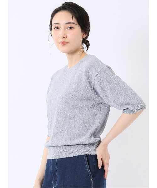 m.f.editorial（エムエフエディトリアル）の「【ストレッチ ハンドウォッシャブル】m.f.エディトリアル レディース ループヤーン クルー 半袖 サマーニット プルオーバー（ニット/セーター・レディース・ブラック/ブルー/ベージュ・FREE）」の20枚目の写真