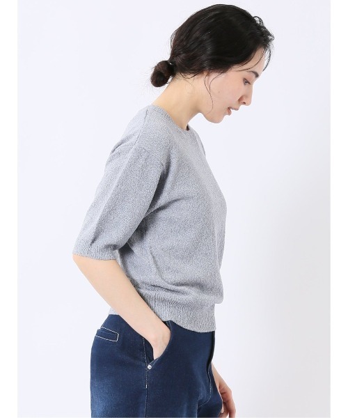 m.f.editorial（エムエフエディトリアル）の「【ストレッチ ハンドウォッシャブル】m.f.エディトリアル レディース ループヤーン クルー 半袖 サマーニット プルオーバー（ニット/セーター・レディース・ブラック/ブルー/ベージュ・FREE）」の18枚目の写真