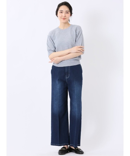 m.f.editorial（エムエフエディトリアル）の「【ストレッチ ハンドウォッシャブル】m.f.エディトリアル レディース ループヤーン クルー 半袖 サマーニット プルオーバー（ニット/セーター・レディース・ブラック/ブルー/ベージュ・FREE）」の17枚目の写真