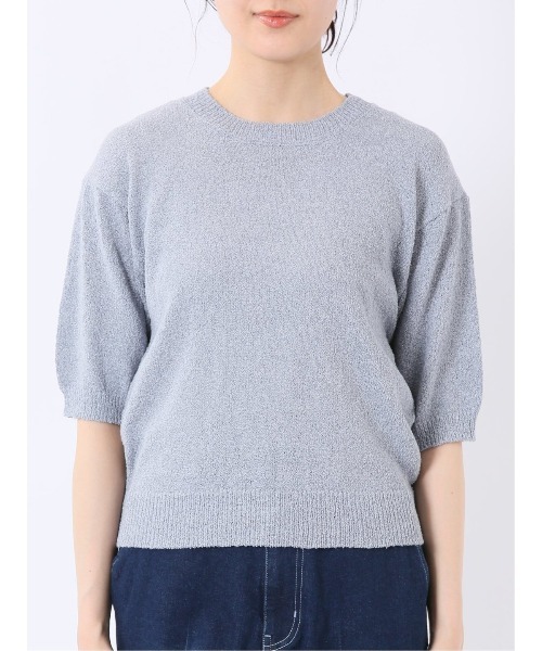 m.f.editorial（エムエフエディトリアル）の「【ストレッチ ハンドウォッシャブル】m.f.エディトリアル レディース ループヤーン クルー 半袖 サマーニット プルオーバー（ニット/セーター・レディース・ブラック/ブルー/ベージュ・FREE）」の16枚目の写真