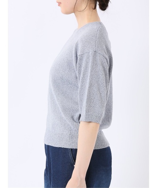 m.f.editorial（エムエフエディトリアル）の「【ストレッチ ハンドウォッシャブル】m.f.エディトリアル レディース ループヤーン クルー 半袖 サマーニット プルオーバー（ニット/セーター・レディース・ブラック/ブルー/ベージュ・FREE）」の15枚目の写真