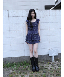 UGLY SHADOW（アグリーシャドウ）の「RUFFLE FLOWER SKIRT PANTS(NAVY)（その他パンツ）」