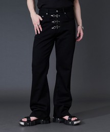 Ellno Loset（エルノロゼット）の「ファイヤーマンバックルフレアパンツ（スラックス）」