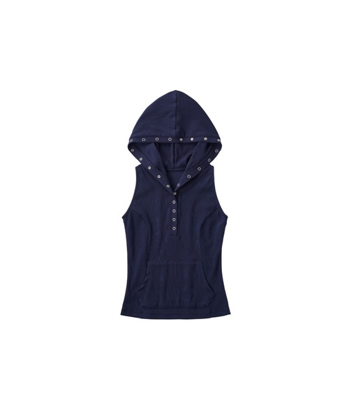 Knuth Marf（クヌースマーフ）の「snap-button hoodie（タンクトップ・レディース・ホワイト/チャコール/ネイビー・FREE）」の3枚目の写真