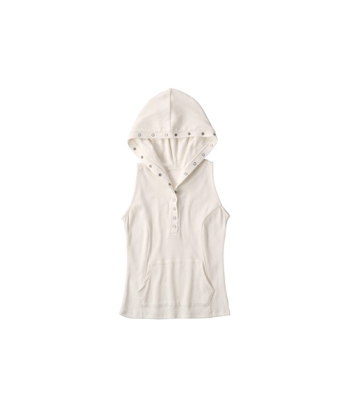 Knuth Marf（クヌースマーフ）の「snap-button hoodie（タンクトップ・レディース・ホワイト/チャコール/ネイビー・FREE）」の2枚目の写真