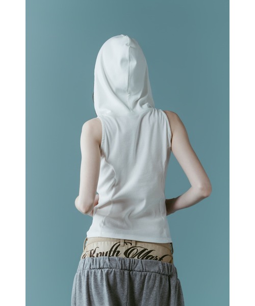 Knuth Marf（クヌースマーフ）の「snap-button hoodie（タンクトップ・レディース・ホワイト/チャコール/ネイビー・FREE）」の6枚目の写真