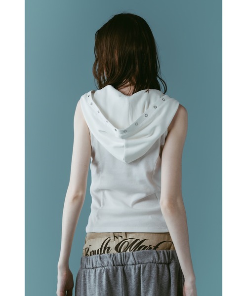 Knuth Marf（クヌースマーフ）の「snap-button hoodie（タンクトップ・レディース・ホワイト/チャコール/ネイビー・FREE）」の10枚目の写真