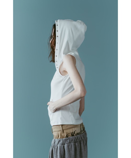 Knuth Marf（クヌースマーフ）の「snap-button hoodie（タンクトップ・レディース・ホワイト/チャコール/ネイビー・FREE）」の13枚目の写真
