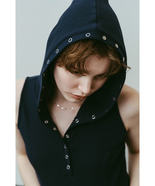 Knuth Marf（クヌースマーフ）の「snap-button hoodie（タンクトップ・レディース・ホワイト/チャコール/ネイビー・FREE）」の17枚目の写真