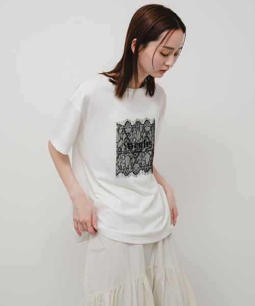 SENSE OF PLACE by URBAN RESEARCH(センスオブプレイスバイアーバンリサーチ)の「レースロゴTシャツ(Tシャツ/カットソー・レディース・ブラック/オフホワイト/チャコールグレー・ONE)」の6枚目の写真