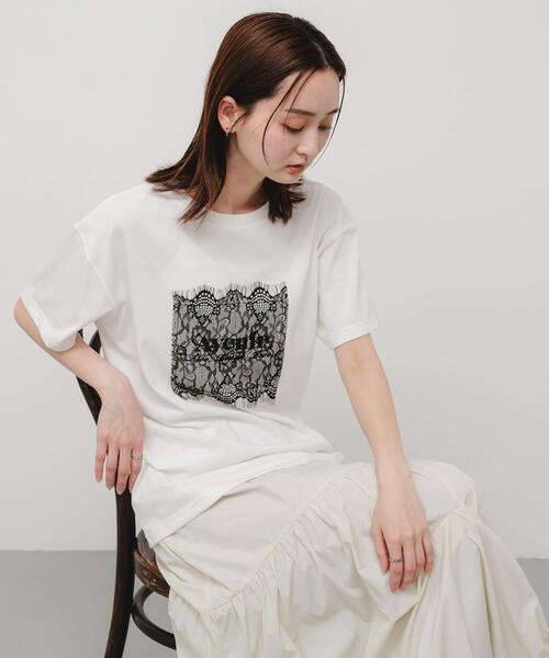 SENSE OF PLACE by URBAN RESEARCH(センスオブプレイスバイアーバンリサーチ)の「レースロゴTシャツ(Tシャツ/カットソー・レディース・ブラック/オフホワイト/チャコールグレー・ONE)」の9枚目の写真
