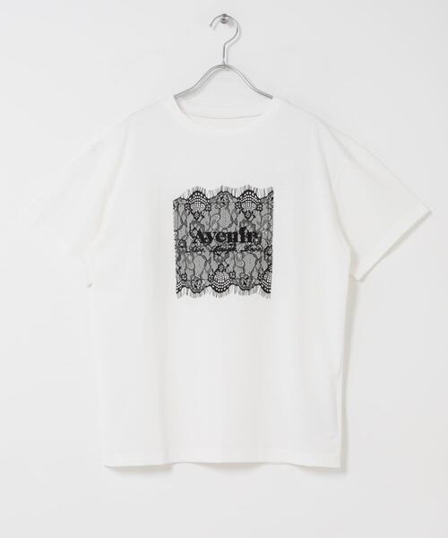 SENSE OF PLACE by URBAN RESEARCH(センスオブプレイスバイアーバンリサーチ)の「レースロゴTシャツ(Tシャツ/カットソー・レディース・ブラック/オフホワイト/チャコールグレー・ONE)」の10枚目の写真