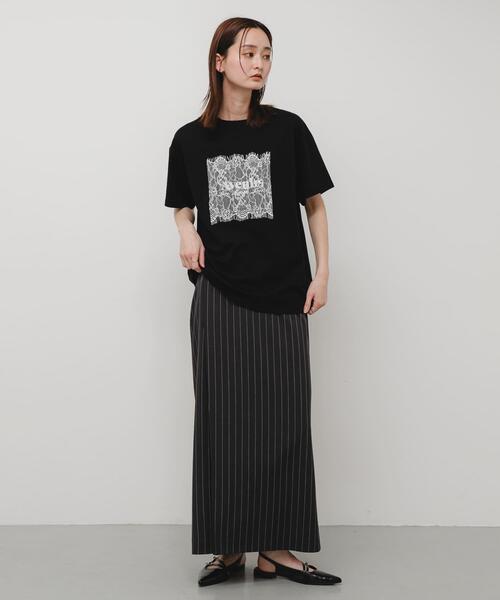 SENSE OF PLACE by URBAN RESEARCH(センスオブプレイスバイアーバンリサーチ)の「レースロゴTシャツ(Tシャツ/カットソー・レディース・ブラック/オフホワイト/チャコールグレー・ONE)」の15枚目の写真