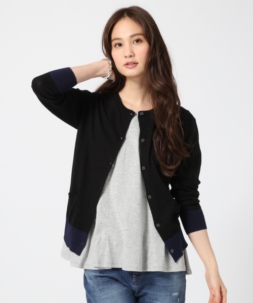 GLOBAL WORK(グローバルワーク)の「12ゲージコットンクルーカーディガン長袖/708510(カーディガン/ボレロ・レディース・ライトイエロー/ライトグレー/ライトピンク/カーキ/その他/ネイビー/ホワイト・SMALL/LARGE/MEDIUM)」の4枚目の写真