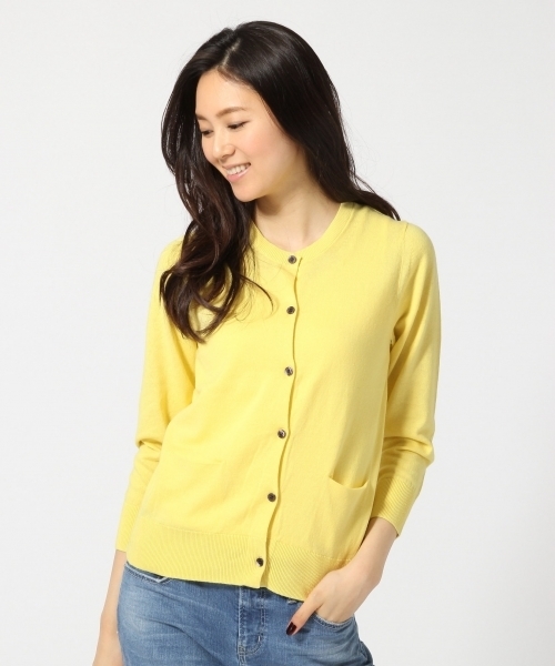 GLOBAL WORK(グローバルワーク)の「12ゲージコットンクルーカーディガン長袖/708510(カーディガン/ボレロ・レディース・ライトイエロー/ライトグレー/ライトピンク/カーキ/その他/ネイビー/ホワイト・SMALL/LARGE/MEDIUM)」の5枚目の写真