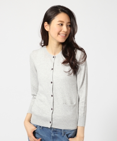 GLOBAL WORK(グローバルワーク)の「12ゲージコットンクルーカーディガン長袖/708510(カーディガン/ボレロ・レディース・ライトイエロー/ライトグレー/ライトピンク/カーキ/その他/ネイビー/ホワイト・SMALL/LARGE/MEDIUM)」の3枚目の写真