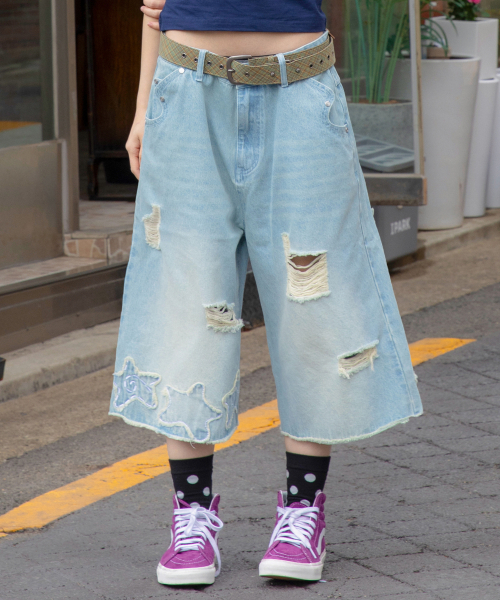 RuNaKi'Hu'（ルナキフ）の「WXP098 セイカイ デミッジ バミューダパンツ (スカイブルー)（その他パンツ・レディース・その他・1/2/3）」の2枚目の写真
