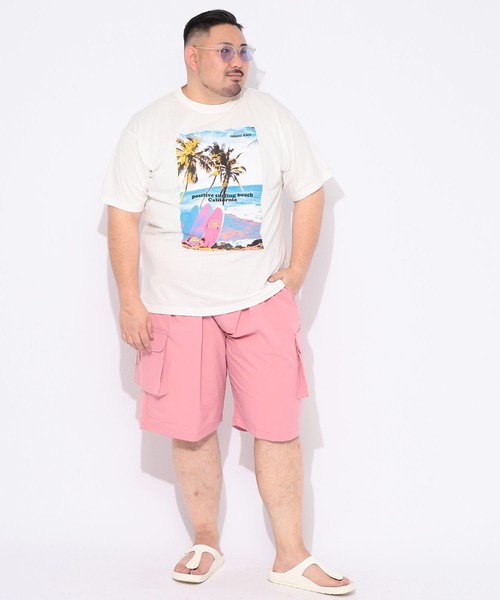 B&T CLUB(ビーティークラブ)の「Tシャツ 半袖 メンズ 大きいサイズ サーフフォト クルーネック カットソー B&T CLUB (ビーアンドティークラブ)(Tシャツ/カットソー・メンズ・ホワイト/ベージュ・X1(3L~4L)/X2(4L~5L)/X3(6L~7L))」の5枚目の写真