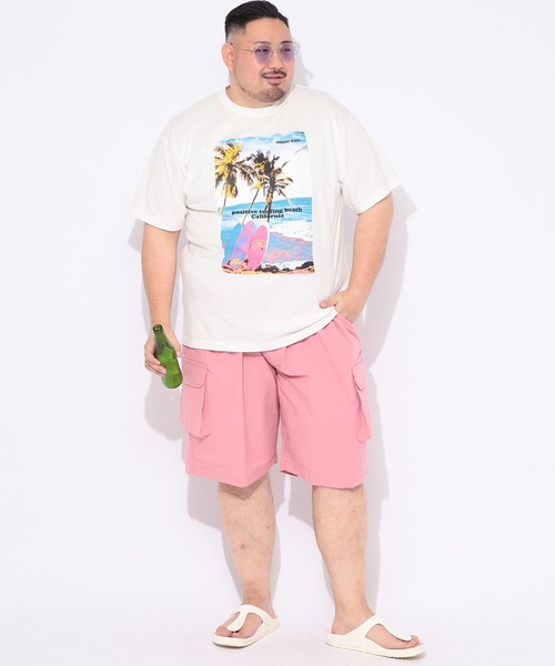 B&T CLUB(ビーティークラブ)の「Tシャツ 半袖 メンズ 大きいサイズ サーフフォト クルーネック カットソー B&T CLUB (ビーアンドティークラブ)(Tシャツ/カットソー・メンズ・ホワイト/ベージュ・X1(3L~4L)/X2(4L~5L)/X3(6L~7L))」の7枚目の写真