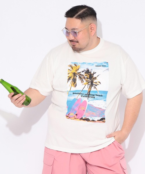 B&T CLUB(ビーティークラブ)の「Tシャツ 半袖 メンズ 大きいサイズ サーフフォト クルーネック カットソー B&T CLUB (ビーアンドティークラブ)(Tシャツ/カットソー・メンズ・ホワイト/ベージュ・X1(3L~4L)/X2(4L~5L)/X3(6L~7L))」の8枚目の写真
