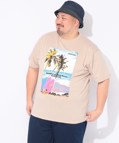 B&T CLUB(ビーティークラブ)の「Tシャツ 半袖 メンズ 大きいサイズ サーフフォト クルーネック カットソー B&T CLUB (ビーアンドティークラブ)(Tシャツ/カットソー・メンズ・ホワイト/ベージュ・X1(3L~4L)/X2(4L~5L)/X3(6L~7L))」の12枚目の写真